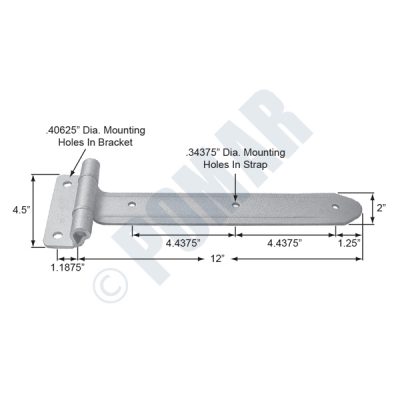12” Flush Two Hole Stamped Narrow Butt Hinge - 3412XZN
