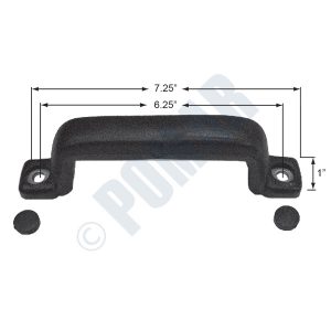 7.25” Black Rubber Covered Assist / Pull Handle